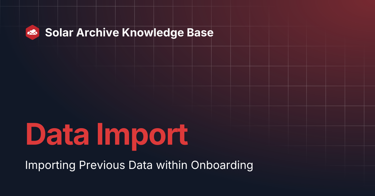 Data Import | Solar Archive Knowledge Base