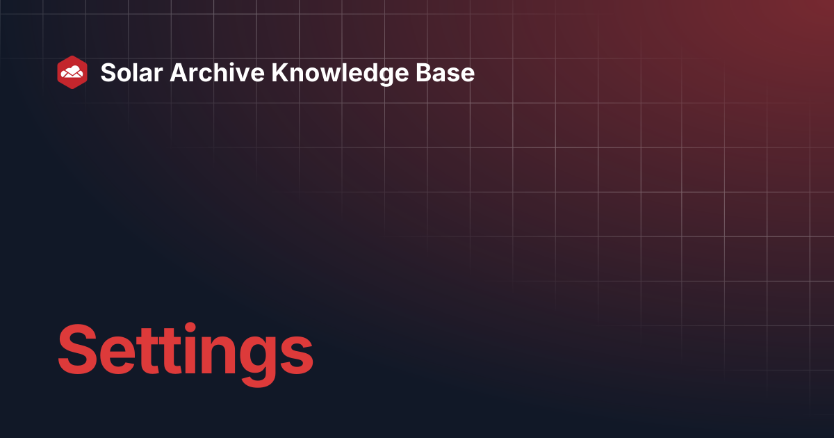 Settings | Solar Archive Knowledge Base