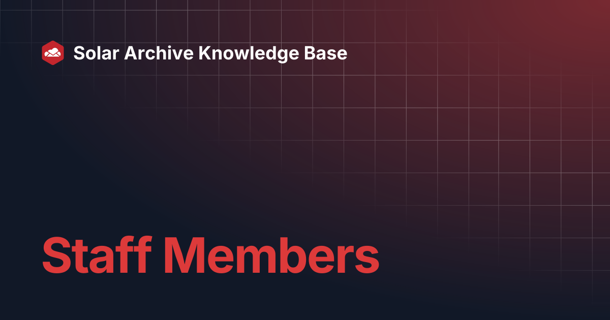 Staff Members | Solar Archive Knowledge Base
